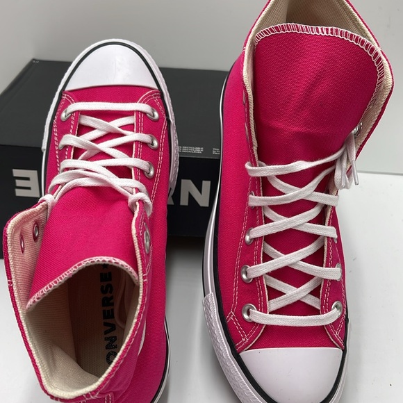 Converse WMNS CTAS LIFT HI CERISE PINK/WHITE/BLACK A08288F Platforms Sneakers - Picture 12 of 16